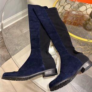 Stuart Weitzman 5050 Navy Suede Over-the-Knee Boots